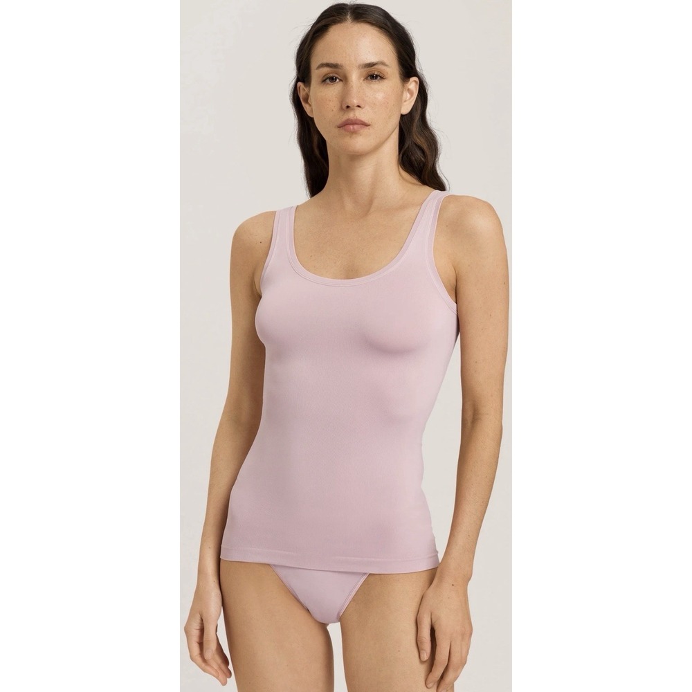 Hanro Size Medium 71814 Touch Feeling Scoop Neck Tank Top Layer Crepe Pink *READ